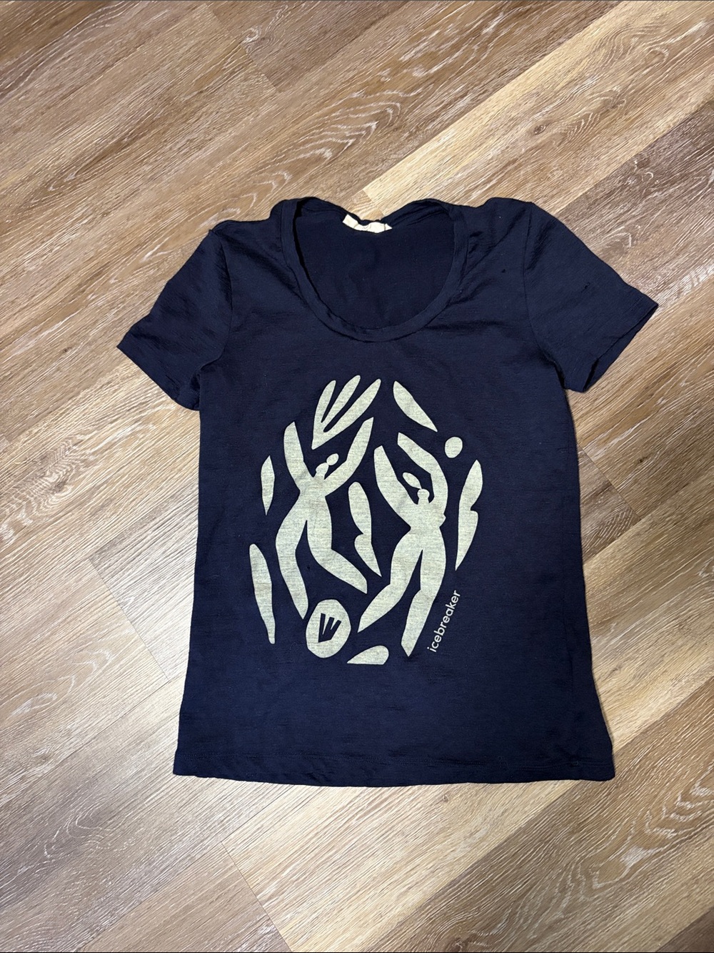 Icebreaker Black Short Sleeve Tee with Gold Abstract Graphic